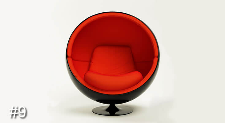 Photo of a red futuristic pod chair