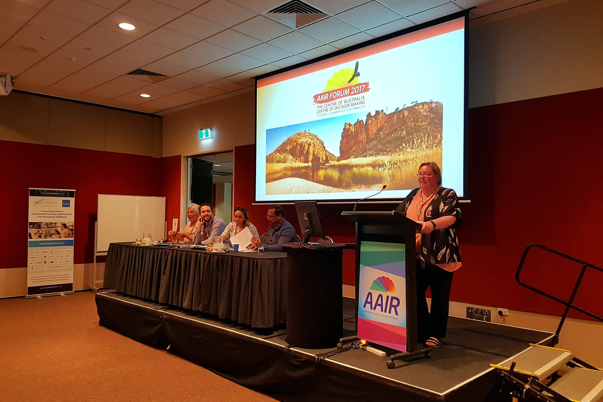 Photo of the panel session at the 2017 AAIR Forum in Alice Springs