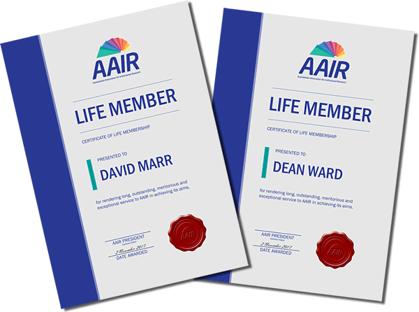 Copies of life member certificates