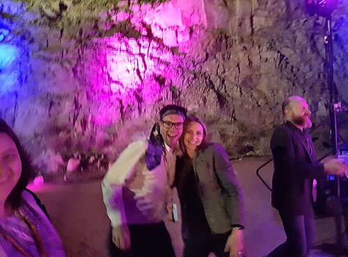 Photo of David Carroll and Rhianna Harker dancing at the 2017 Forum Dinner venue - The Old Quarry, Alice Springs