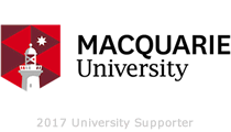Logo of Macquarie University with a lighthouse beacon and a star.
