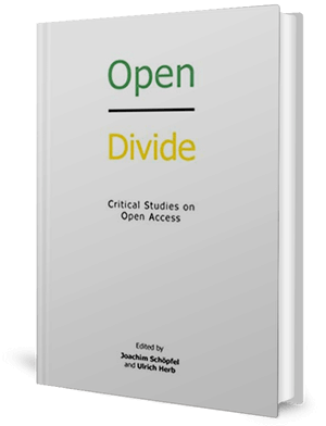 White cover of a book with the word open in green and the word divide in yellow