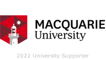 Logo of Macquarie University and stating that they were a university supporter in 2022.