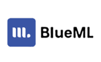 BlueML logo, says the word 'BlueML' with a square icon next to it that looks like ML.