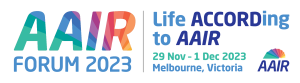 AAIR Forum 2023 logo with the theme Life ACCORDing to AAIR.