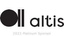 Altis logo with a stylised black solid circle and 2 lines before the word altis.