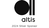 Altis logo with a stylised black solid circle and 2 lines before the word altis.