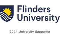 Flinders University logo with the words '2024 University Supporter' underneath the company name.